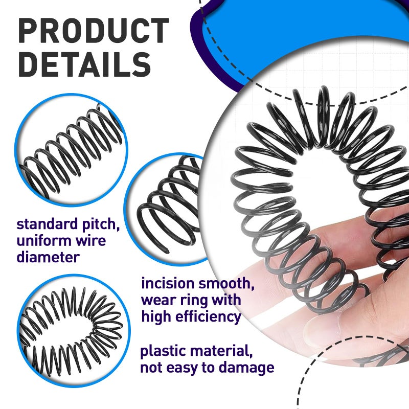 KOTESLLOE 150 Pack Spiral Binding Coils, 4:1 Pitch Plastic Binding Coils Kit, 6 Different Sizes Spiral Binding Coils 1/4"", 5/16"", 3/8"", 1/2"", 5/8"", 3/4"", Black Spiral Binding Coils - Image 4